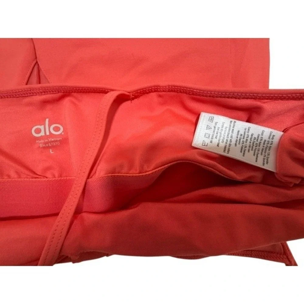 Alo Yoga Coral Spaghetti Strap Tank Top V-Neck Mesh Inset Women's Size L